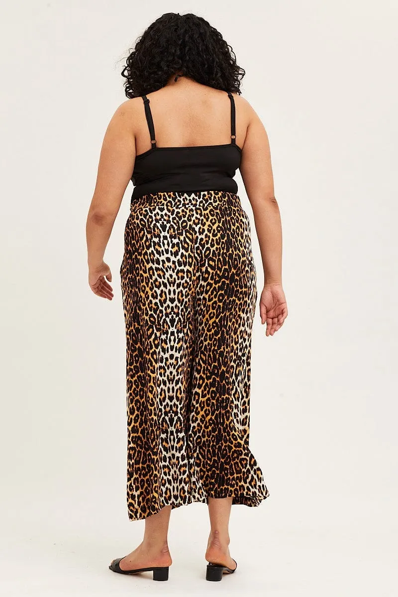 Animal Print Wide Leg Pants High Rise Full Length Cozy Comfort Cozy Essentials