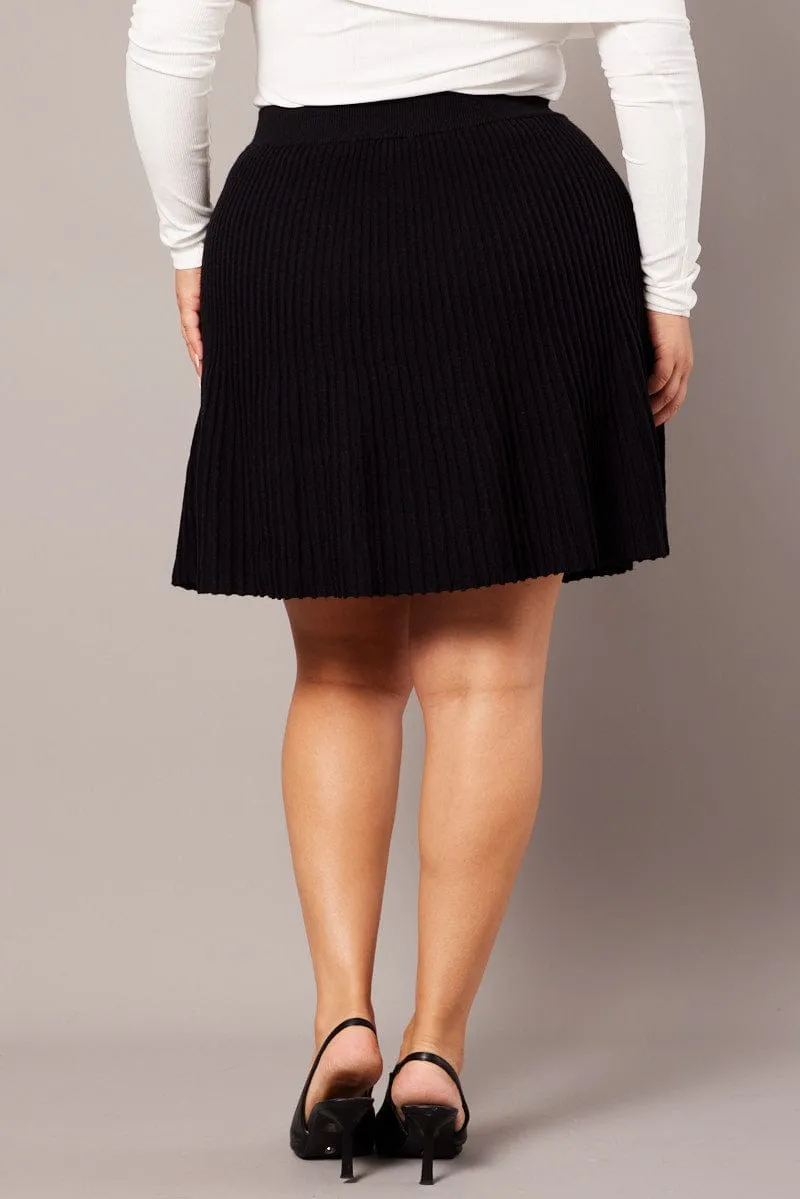 investment piece Soft Tones Black Knit Mini Skirt