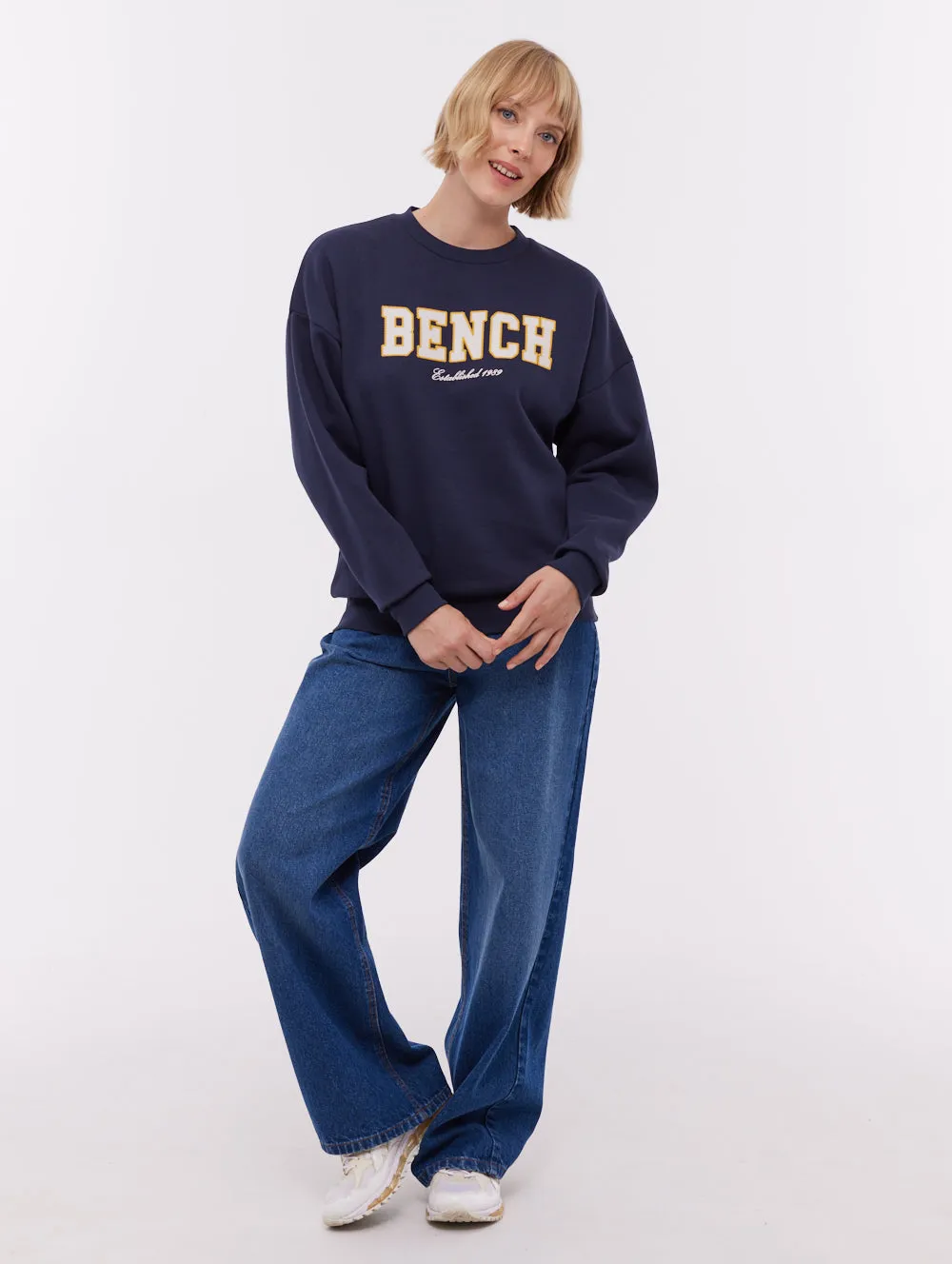 Ercie Collegiate Crew Neck - Blue Teacher Chic MultiPocketDesign