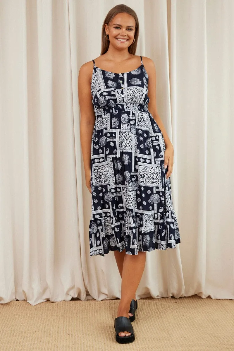 Paisley Pr Midi Dress V-neck Sleeveless Weekend Wear Modern Wardrobe