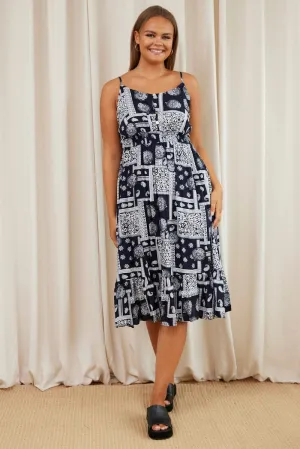 Paisley Pr Midi Dress V-neck Sleeveless Weekend Wear Modern Wardrobe