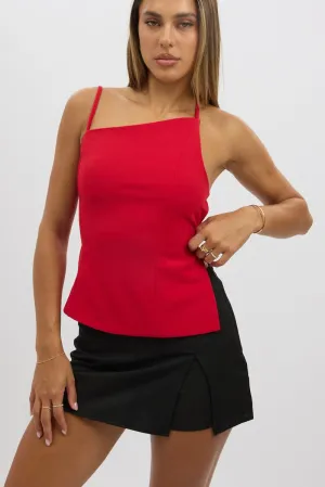 Black Mini Skort Skirt Mid Rise Tailored Lined Tiered Design Street Edge