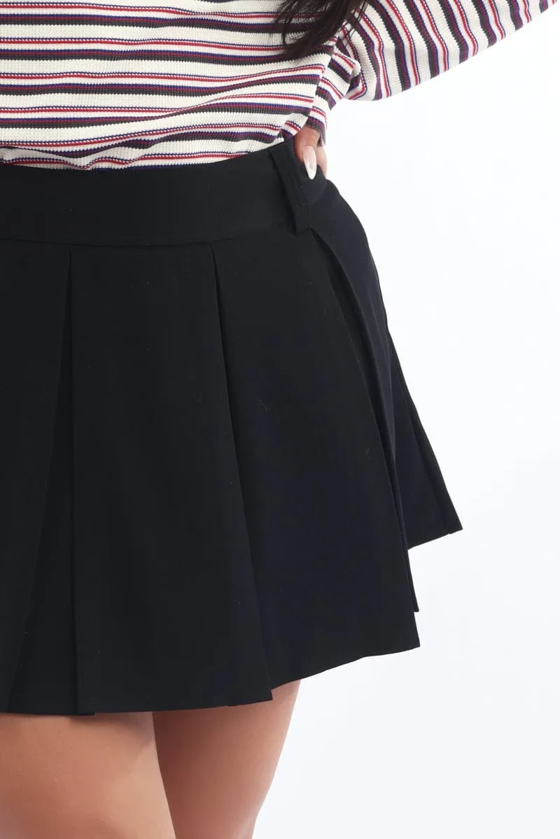 Street Style Neutrals Only Black Pleated Mini Tennis Skirt