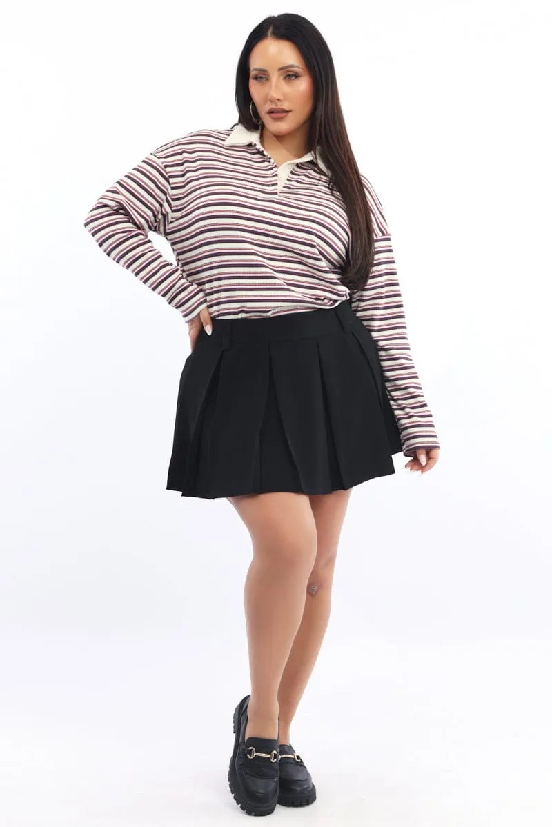 Black Pleated Mini Tennis Skirt Breezy Outfit