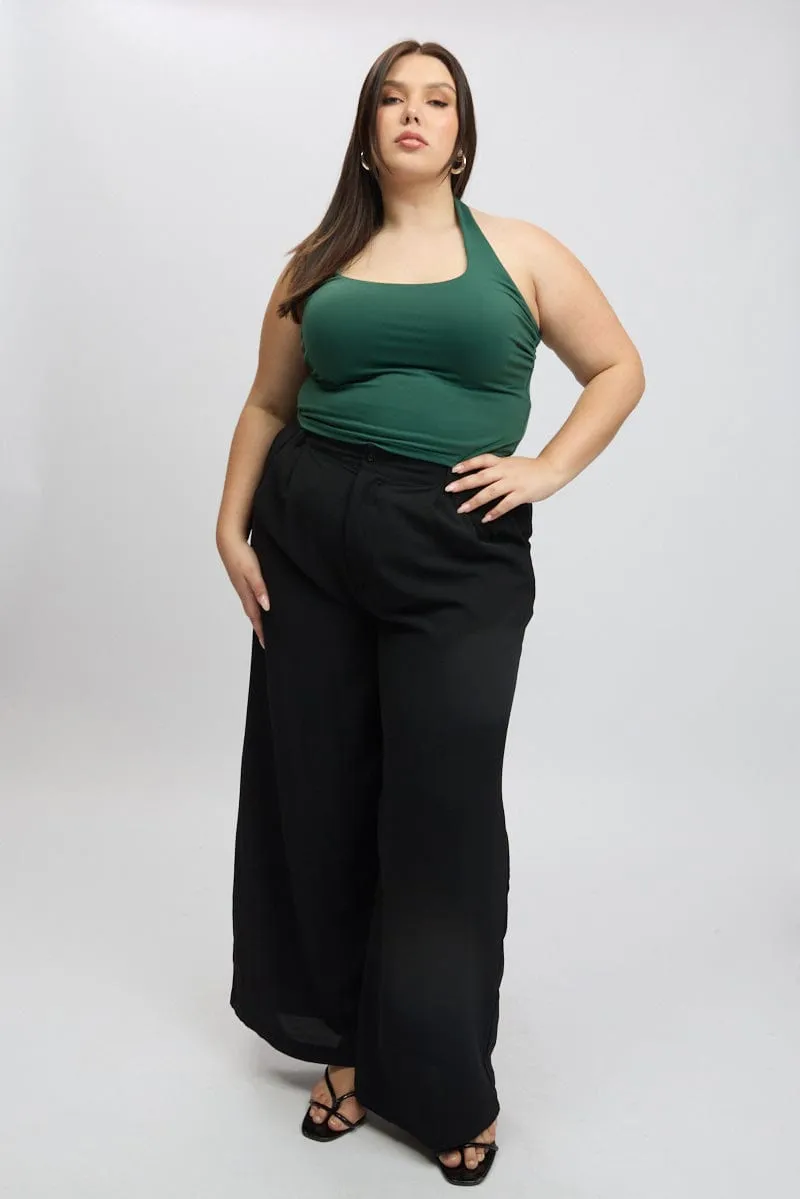Black Tailored Wide Leg Pants Durable Utility