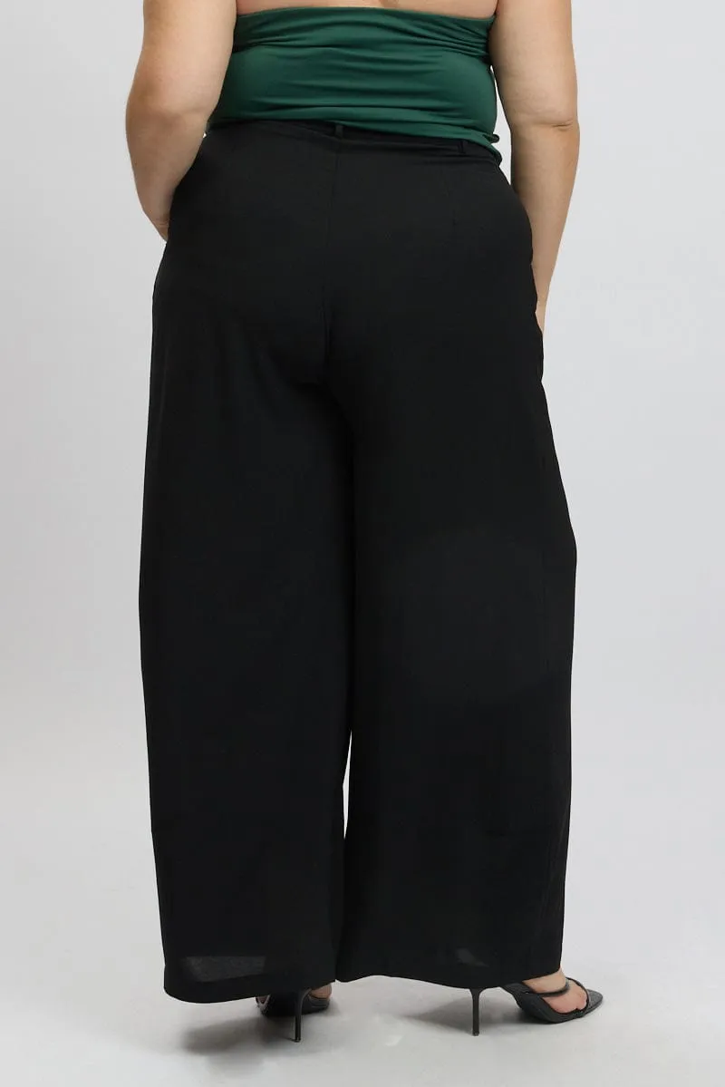 Black Tailored Wide Leg Pants Core Essential ReinforcedStitching