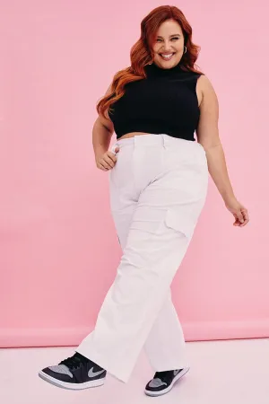 White Cargo Pants Mid Rise Flattering Look