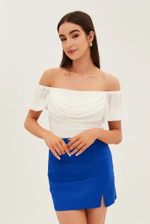Blue Mini Skirt High Rise Front Split Sleek Comfort Wardrobe Hero