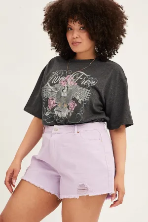 Story Glow Purple Relaxed Denim Shorts High Rise