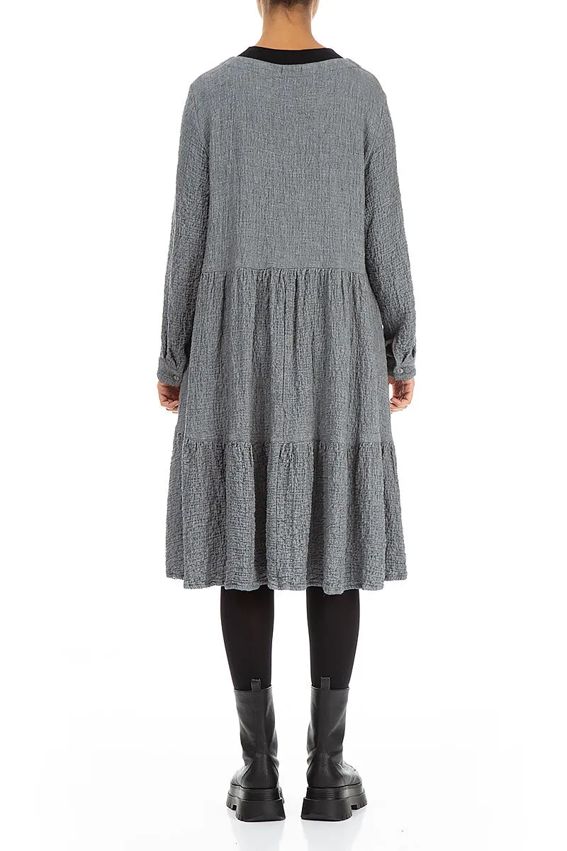 Carry Ease Downtown Cool Ruffle Hem Grey Wool Bomber Dress