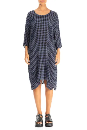 Active Fit Blue Nova Check Gauze Linen Tunic Dress
