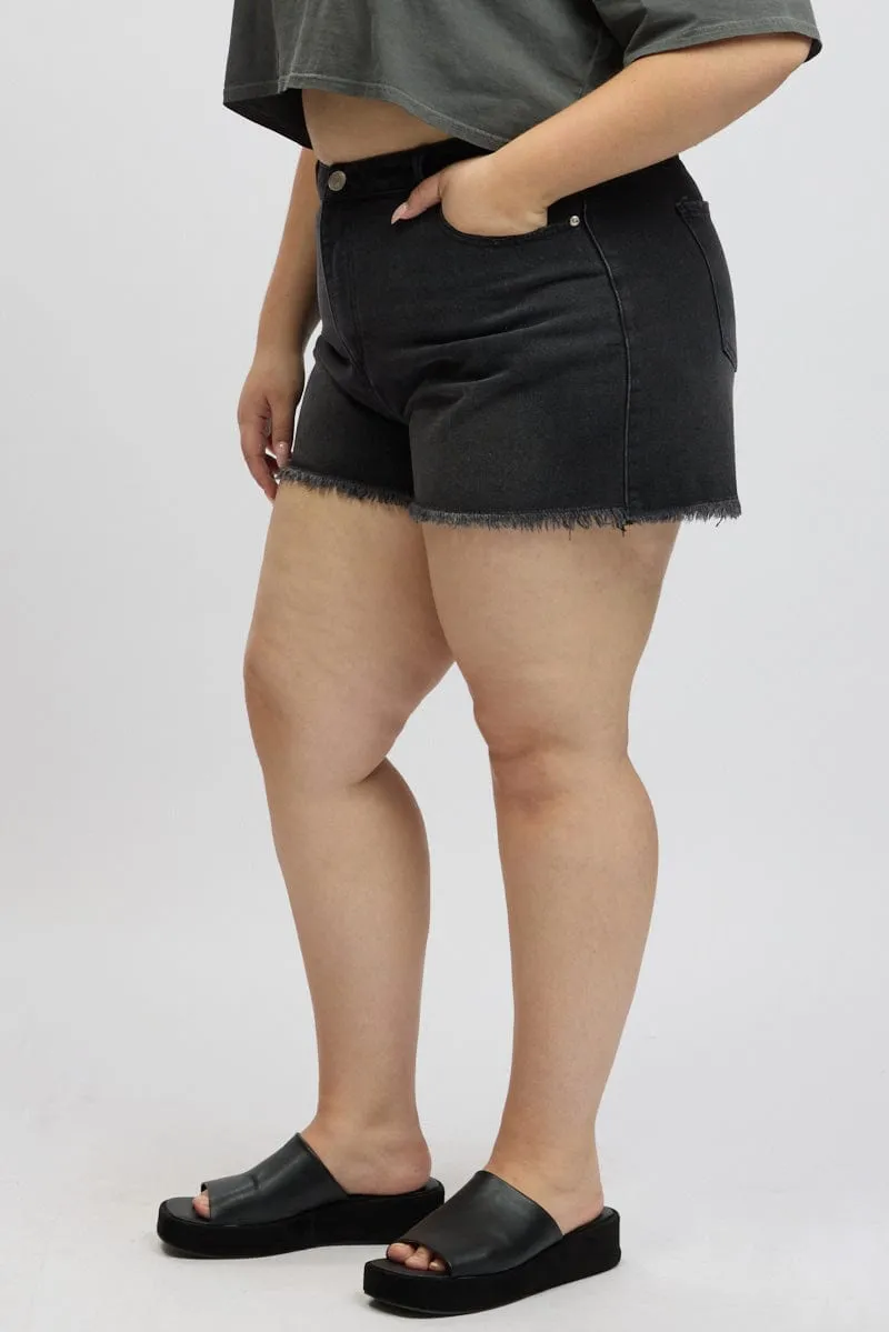 Beach Ready Black Relaxed Shorts High Rise