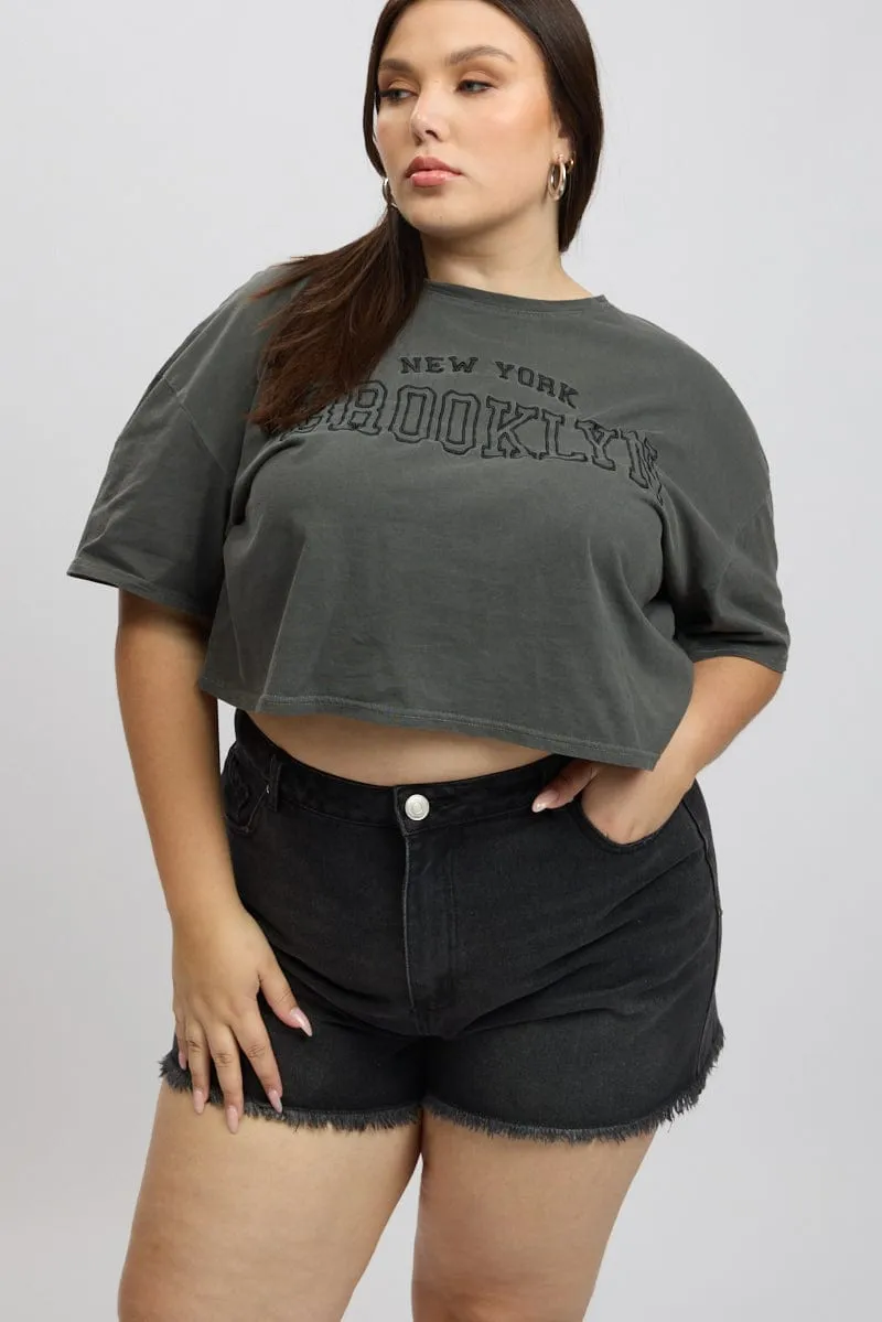 GentleWaistband Black Relaxed Shorts High Rise
