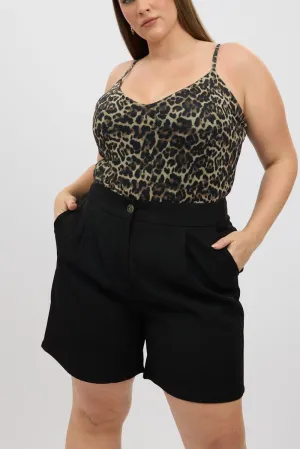 Winter Fashion Black Tailored Longline Shorts
