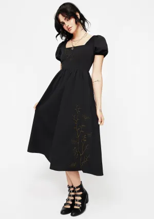 Cressida Moth Embroidered Midi Dress Parisian Touch Trendy Wardrobe