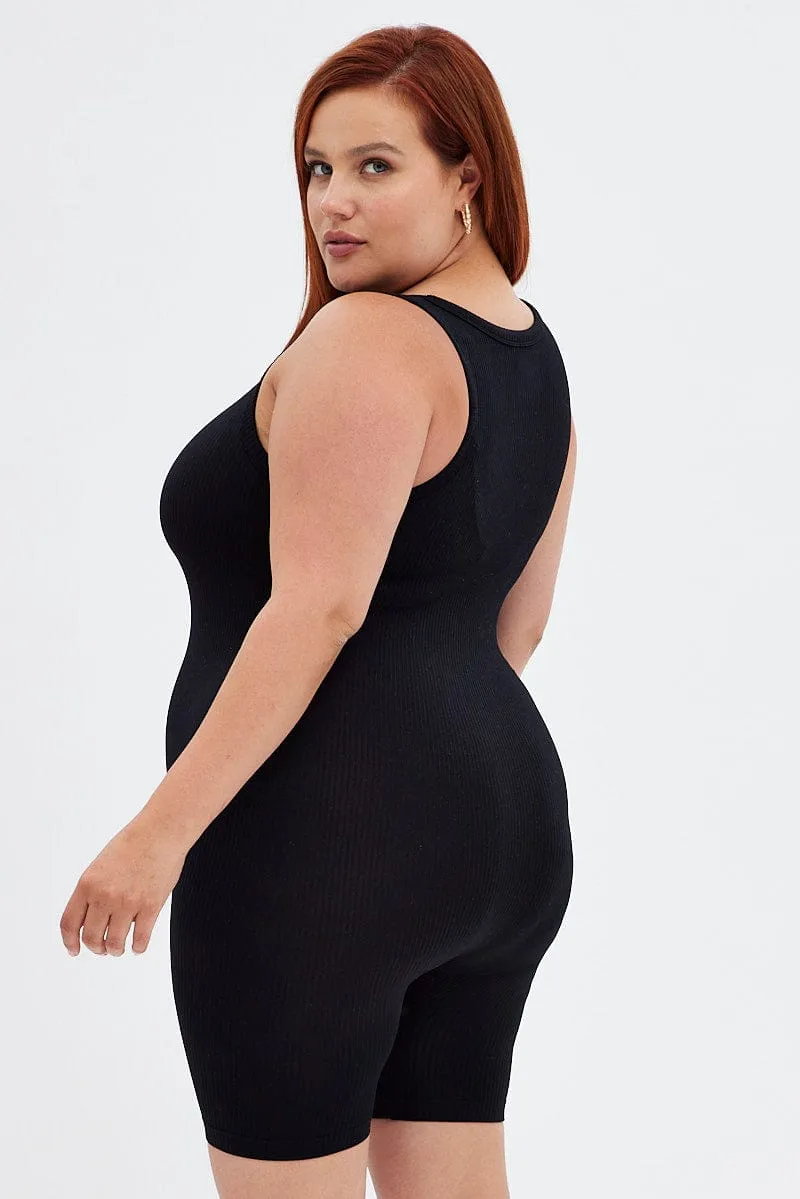 Black Unitard Seamless Activewear Global Cool TaglessCollar