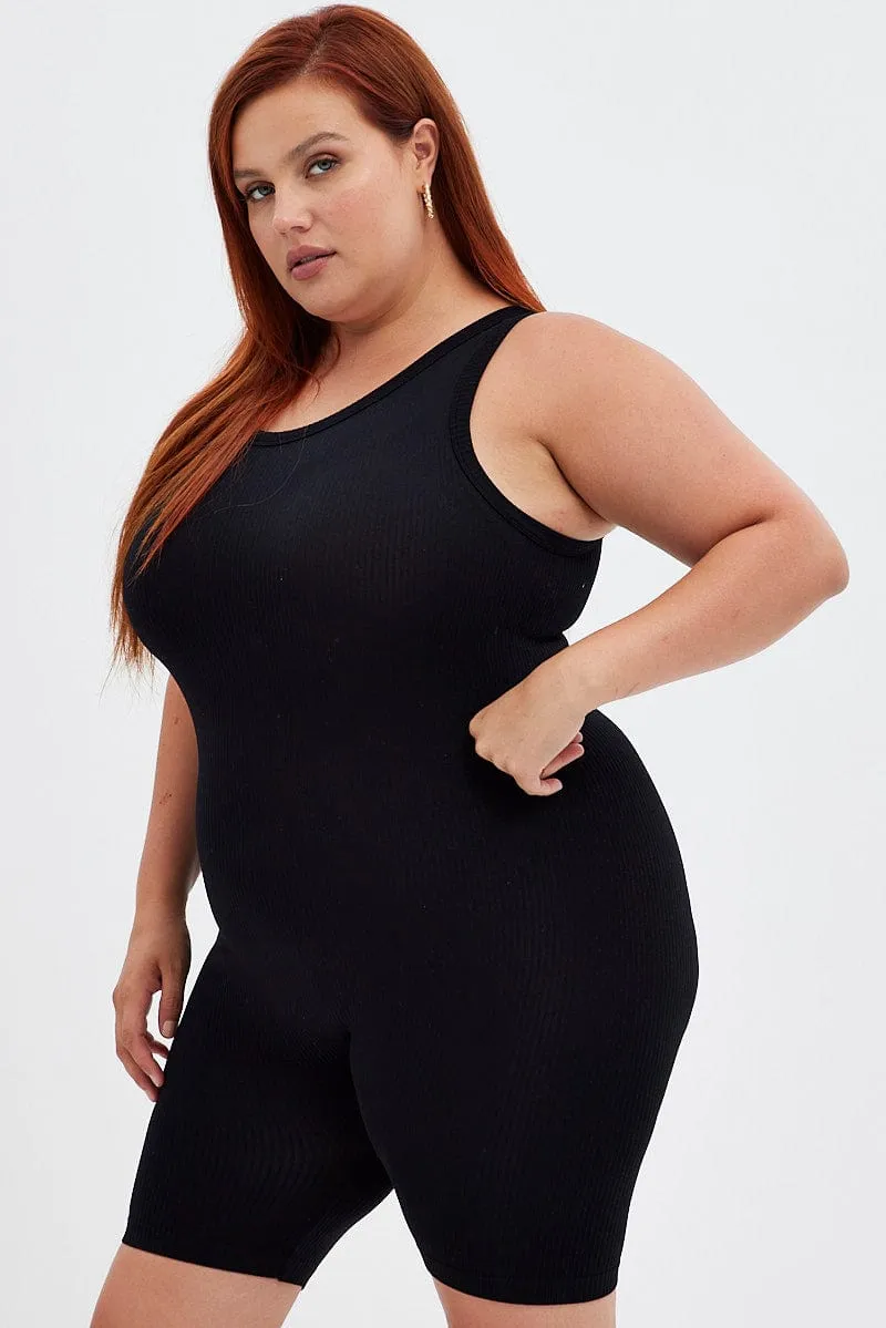 Trendy Outerwear Black Unitard Seamless Activewear