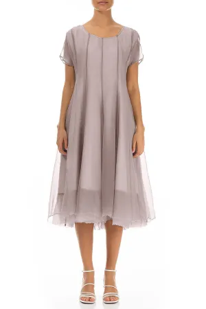 Flowy Greige Silk Chiffon Dress EcoCertifiedTextile