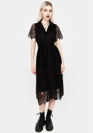 Layer Light Martyr Collar Lace Midi Shirt Dress