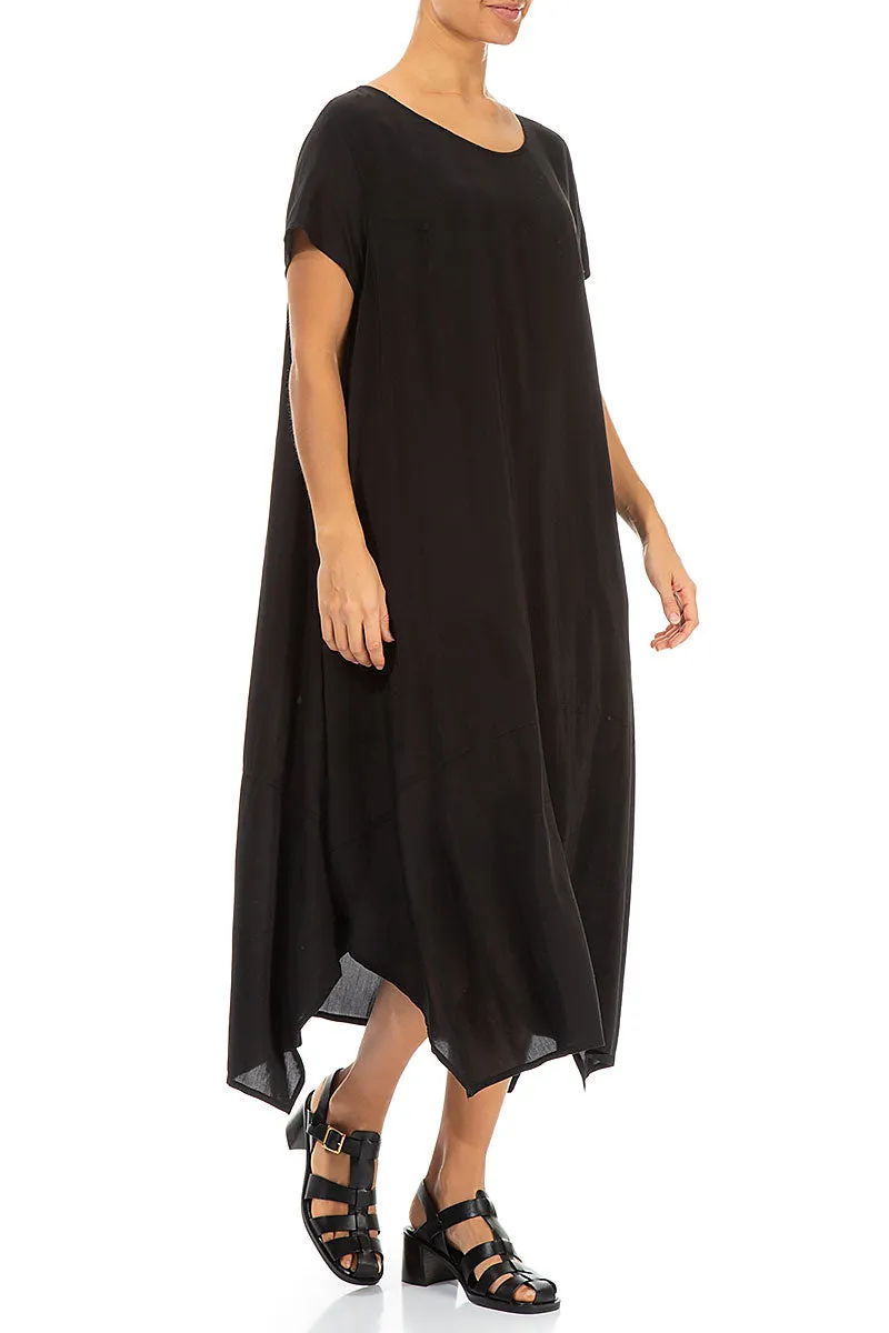 Single Pocket Black Silk Bamboo Dress premium fabric