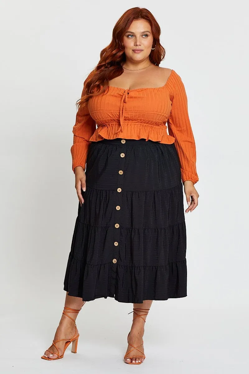 Daily Mood Chill Feel White Midi Skirt Mock Button