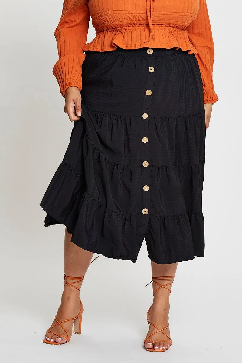 Statement Color White Midi Skirt Mock Button
