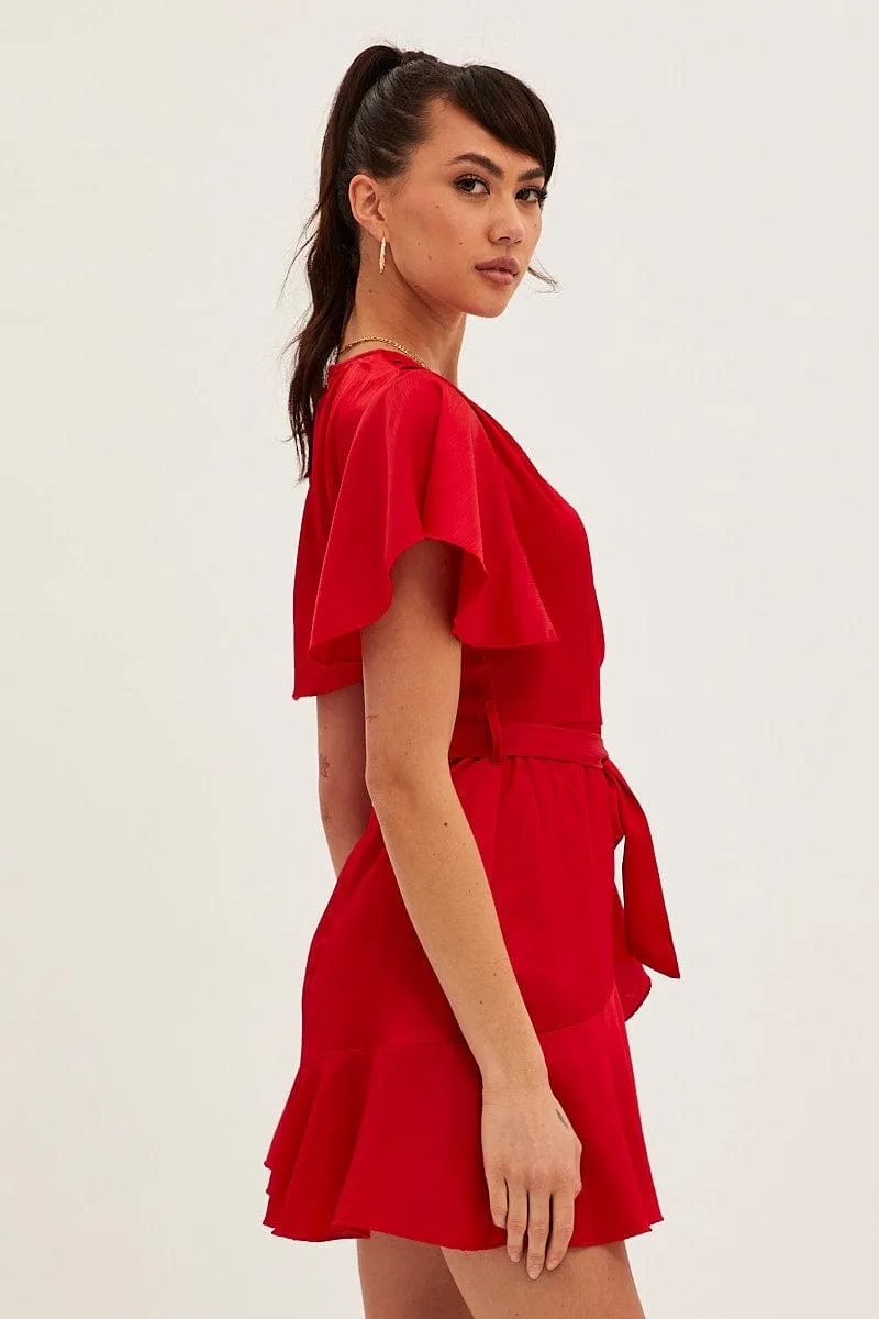 Red Wrap Dress Evening Satin CoolingChannelFabric Cotton Glow