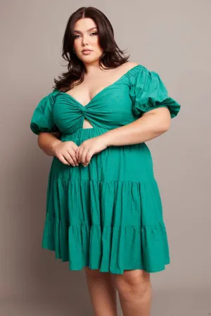 Green Cut Out Twist Mini Dress Trend fresh