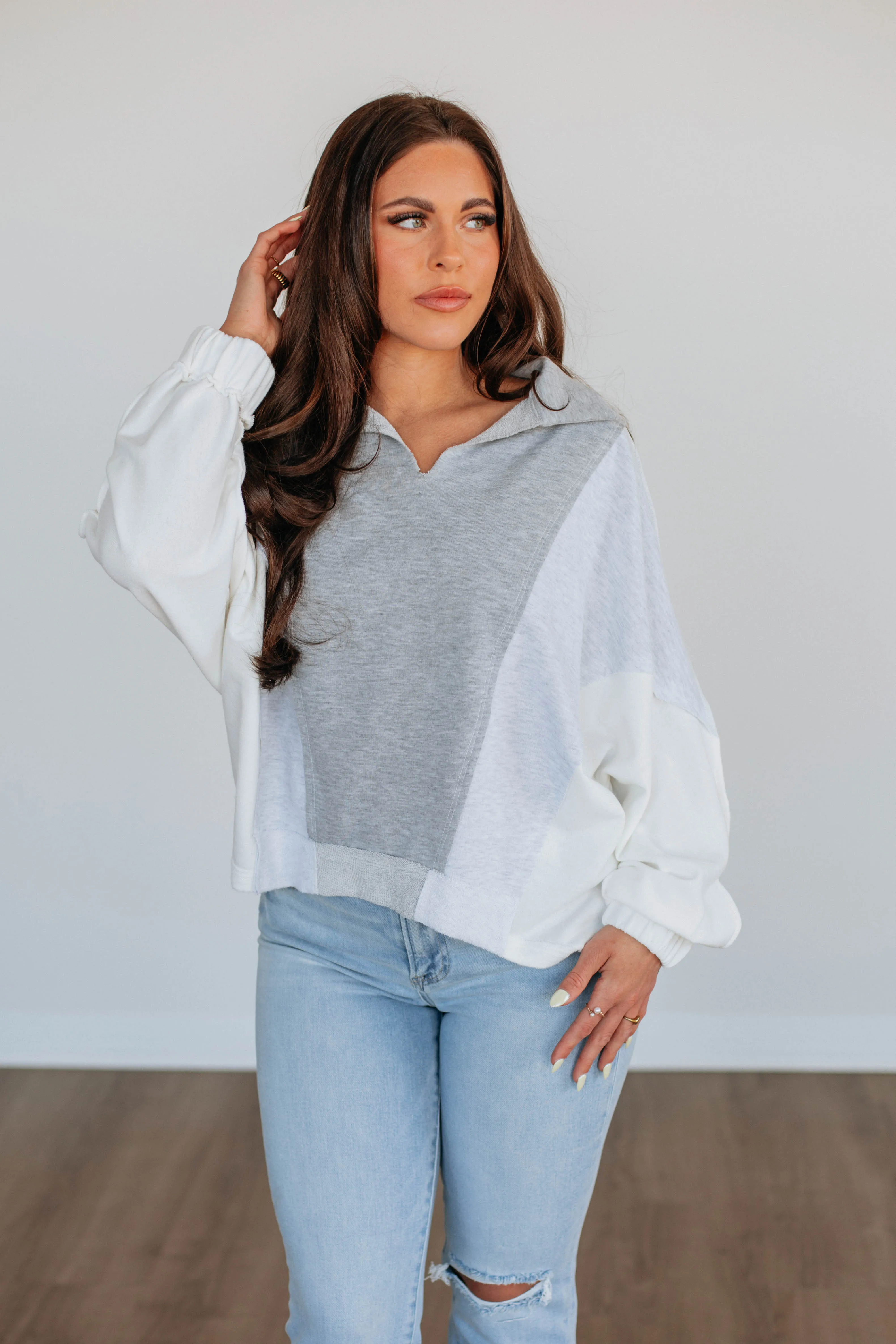 Vanya Oversized Pullover - Heather Grey Mix QuickReleaseFastenings Shine Mood