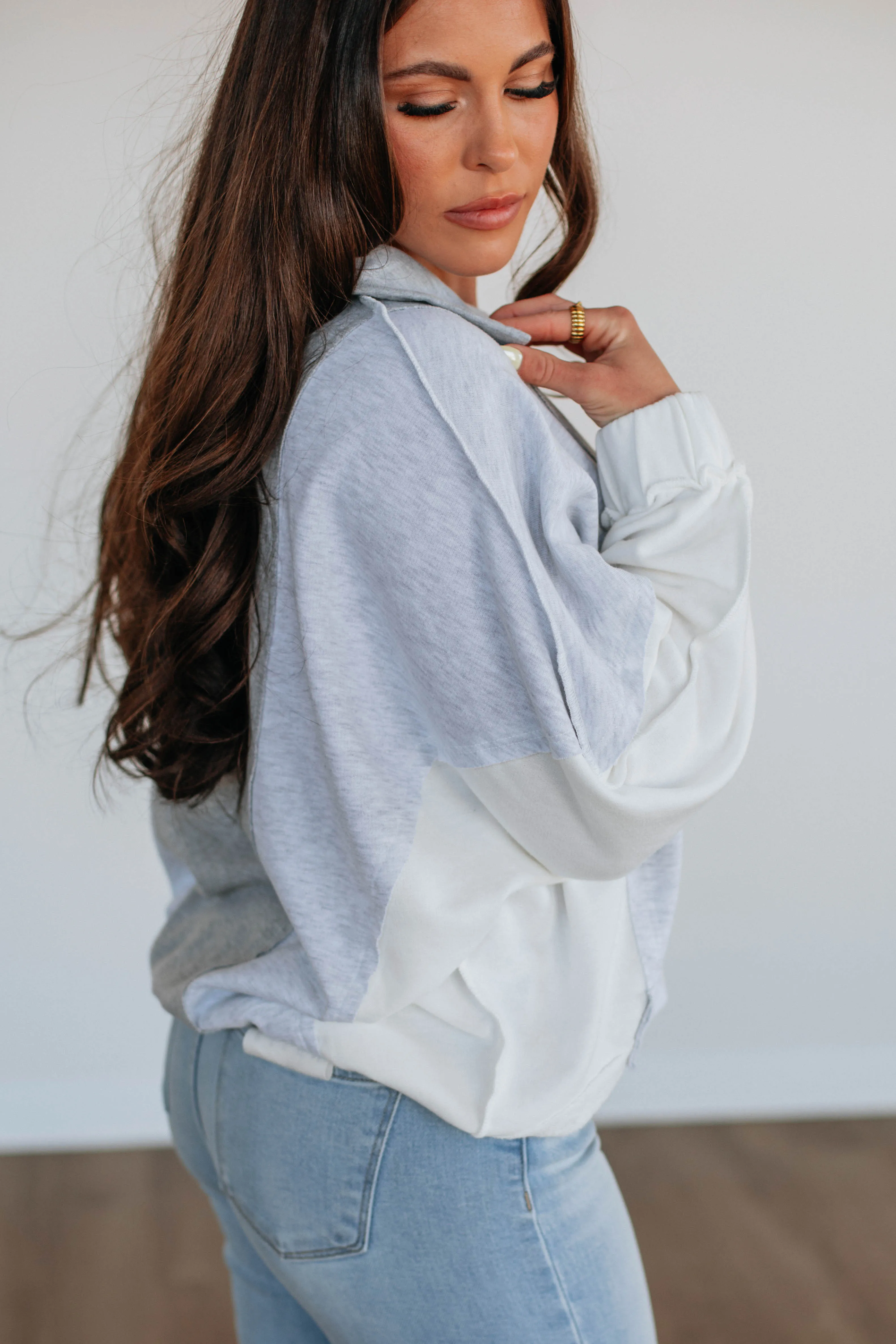 Vanya Oversized Pullover - Heather Grey Mix Cloud Core