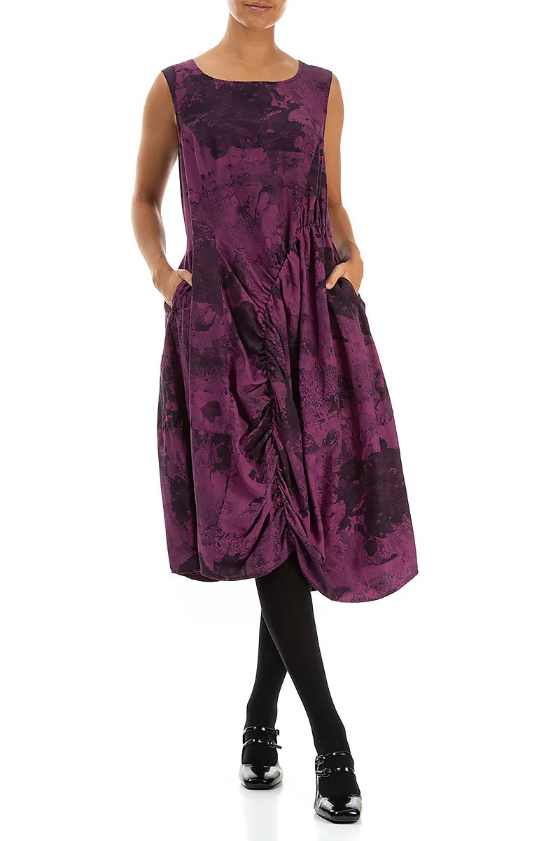 FlexFitTechnology Fashion Accessory Sleeveless Draped Magenta Alabaster Silk Cotton Dress
