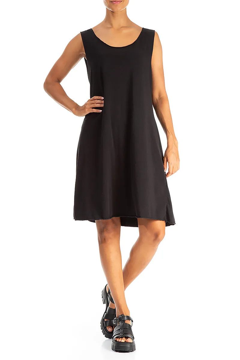 Timeless Cardigan Sleeveless Mini Black Cotton Dress