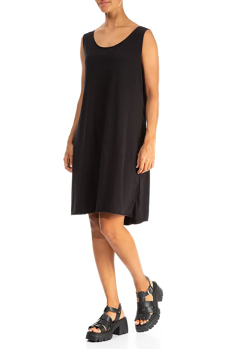 Outdoor Fashion Stylish Apparel Sleeveless Mini Black Cotton Dress