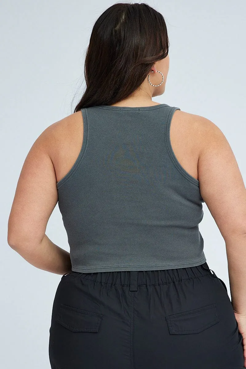 CompactFold Grey Rib Tank Eagle Graphic Sleeveless