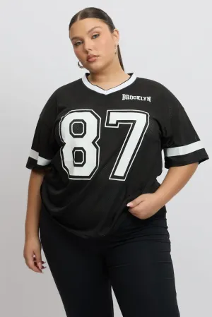 Black Graphic T Shirt Short Sleeve V Neck Trendy Fashion Smooth Finish