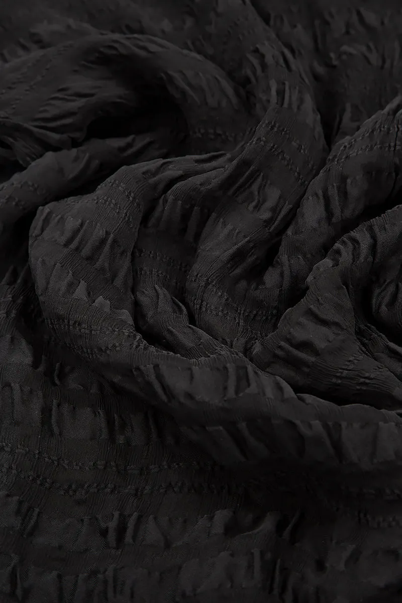 Flowy Maxi Black Textured Silk Dress Hygienic Finish Reinforced Edges