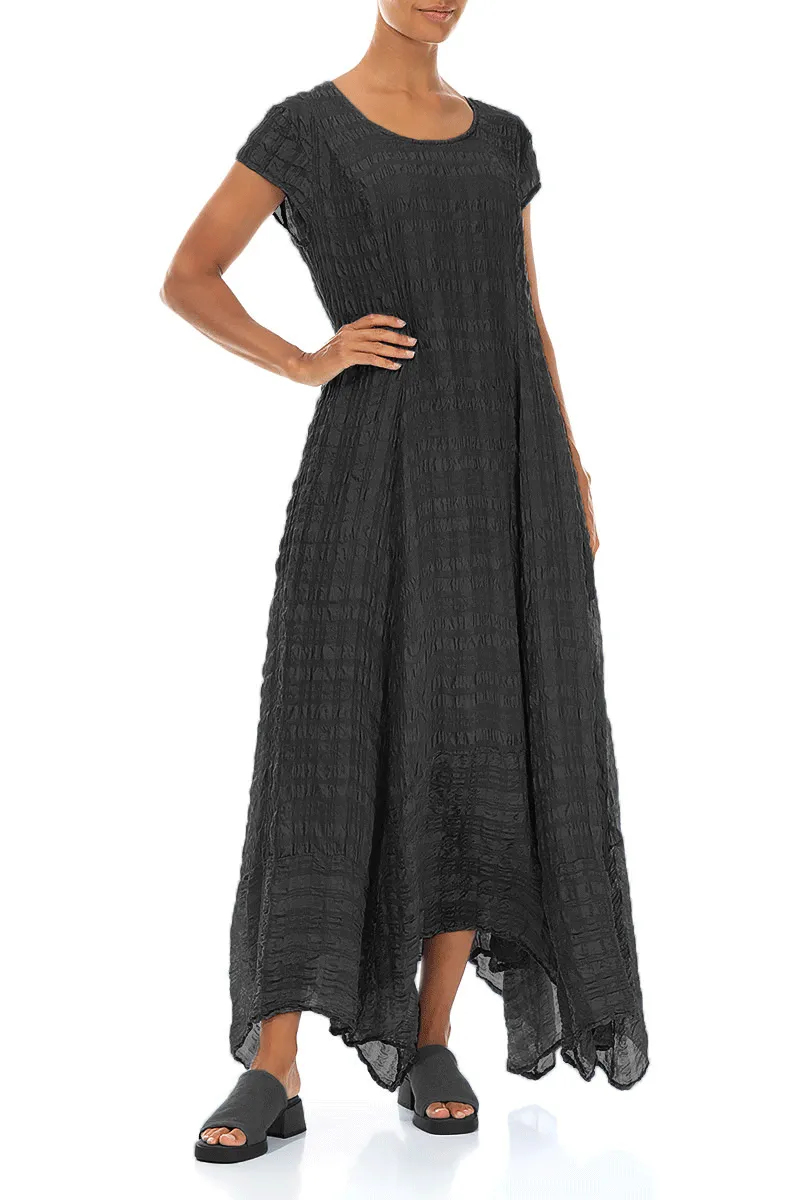 Flowy Maxi Black Textured Silk Dress Ethical Mode