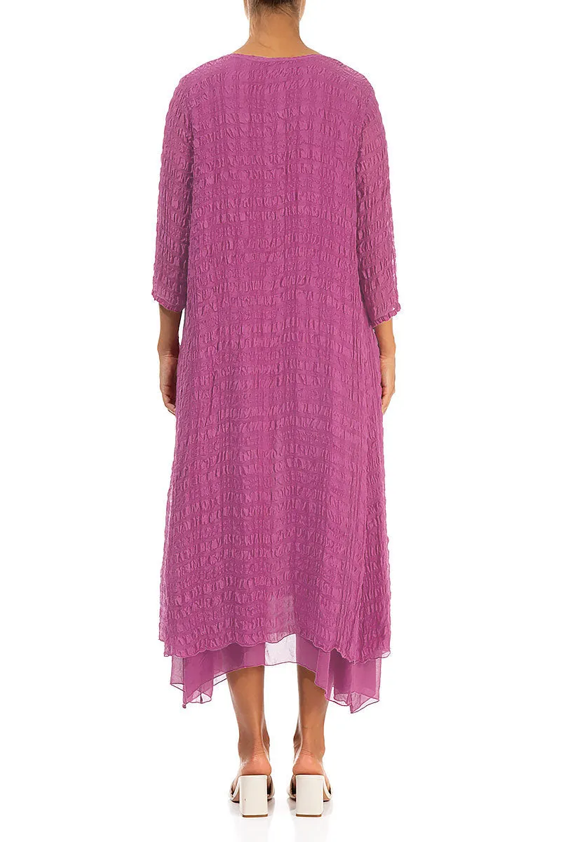 Relaxed Look Layered Wild Berry Textured Light Silk Dress