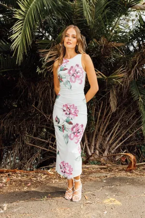 Durable Reinforced Edges Functional Fashion Multi Floral Bodycon Dress Sleeveless
