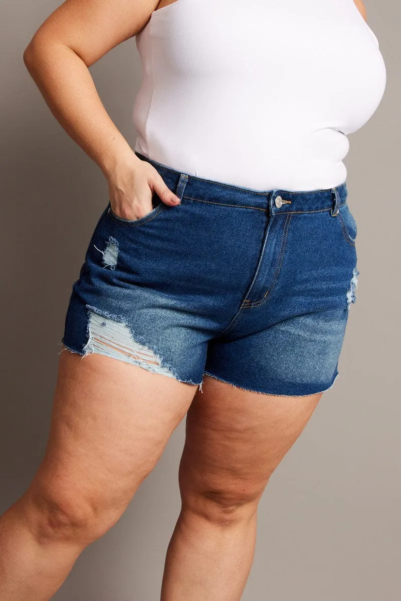 Trendy Sweatpants Denim Relaxed Shorts High Rise