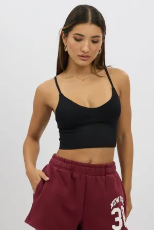 Urban Flow Heart Glow Black V Neck Cami Crop Top Seamless