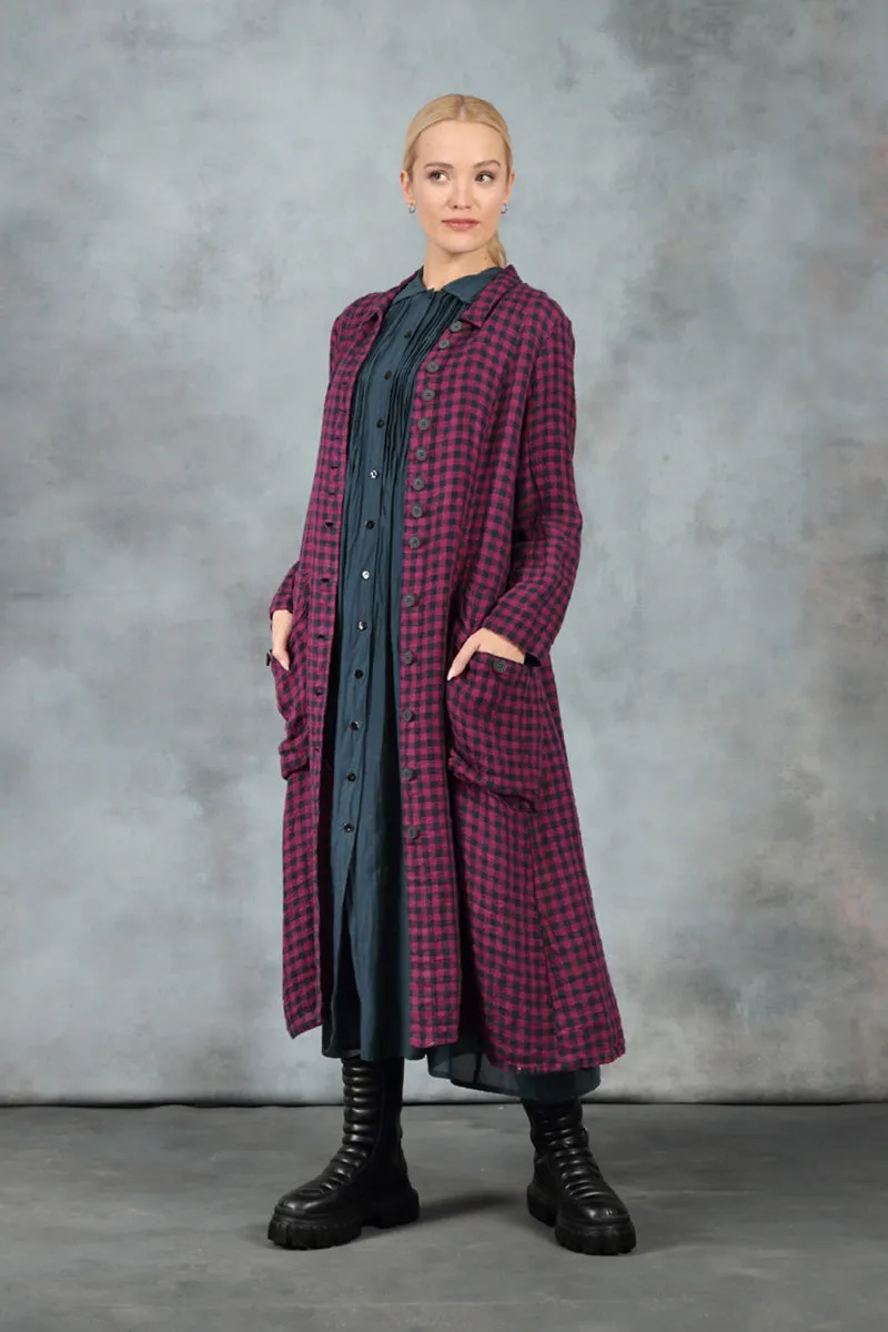 Scandi Clean Elegant Wear Midnight Blue Pintuck Silk Cotton Jacket Dress