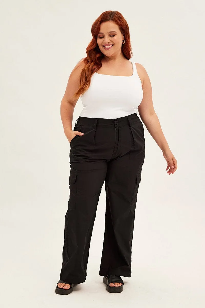 Reinforced Knees Soft Pants White Tank Top Sleeveless Square Neck