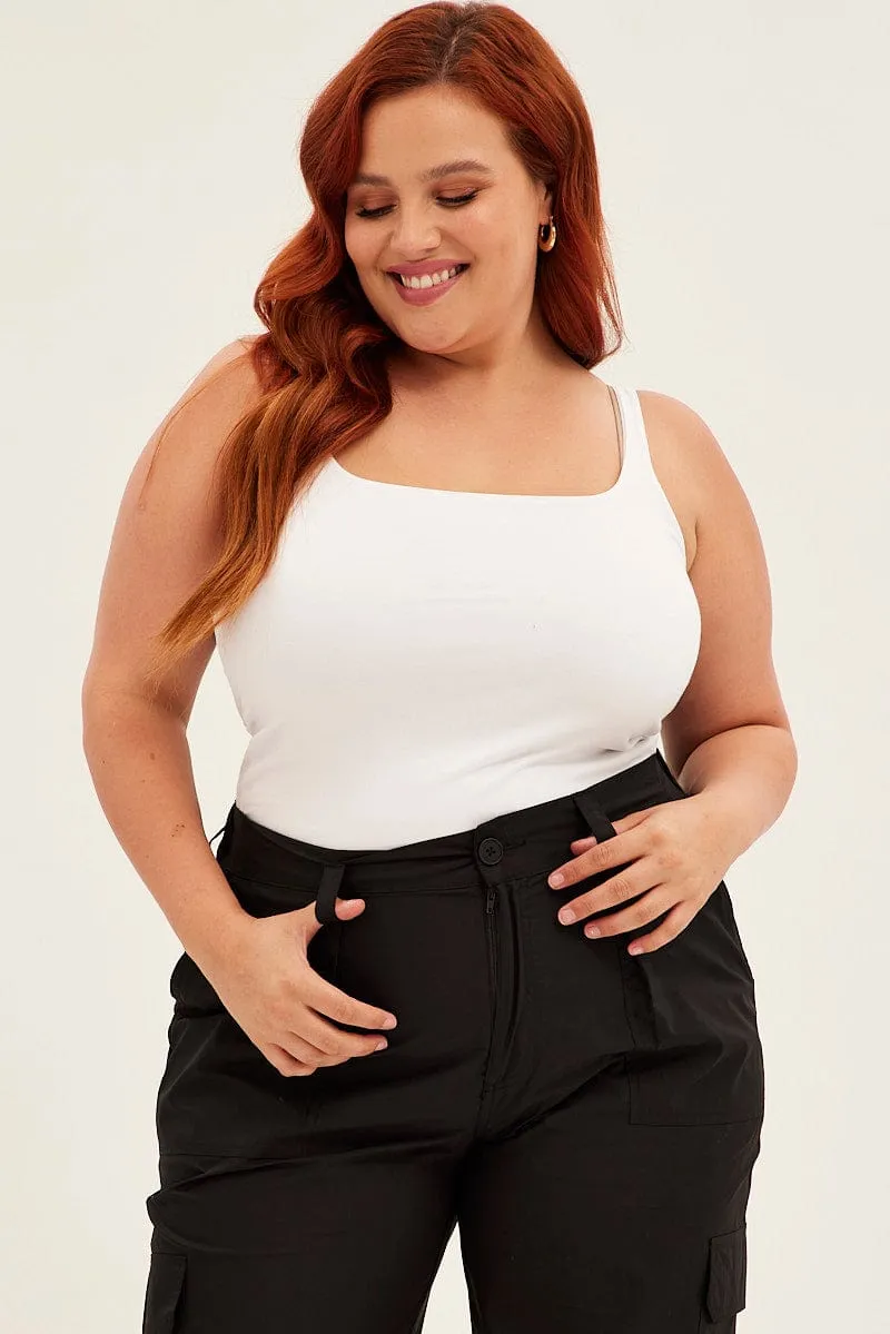 White Tank Top Sleeveless Square Neck Smart Casual