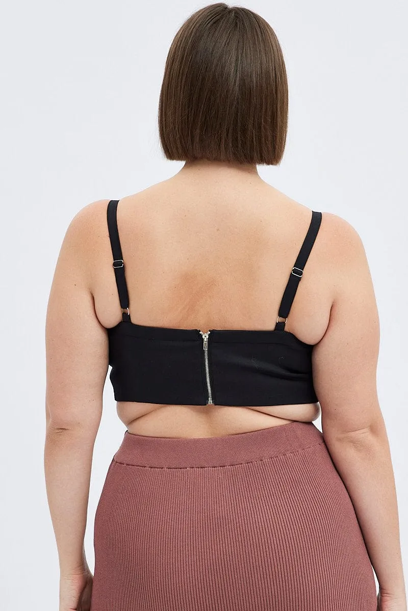 Champion Glow Game Core Black Corset Top Sleeveless Crop