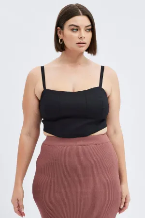 Evening Chic Black Corset Top Sleeveless Crop