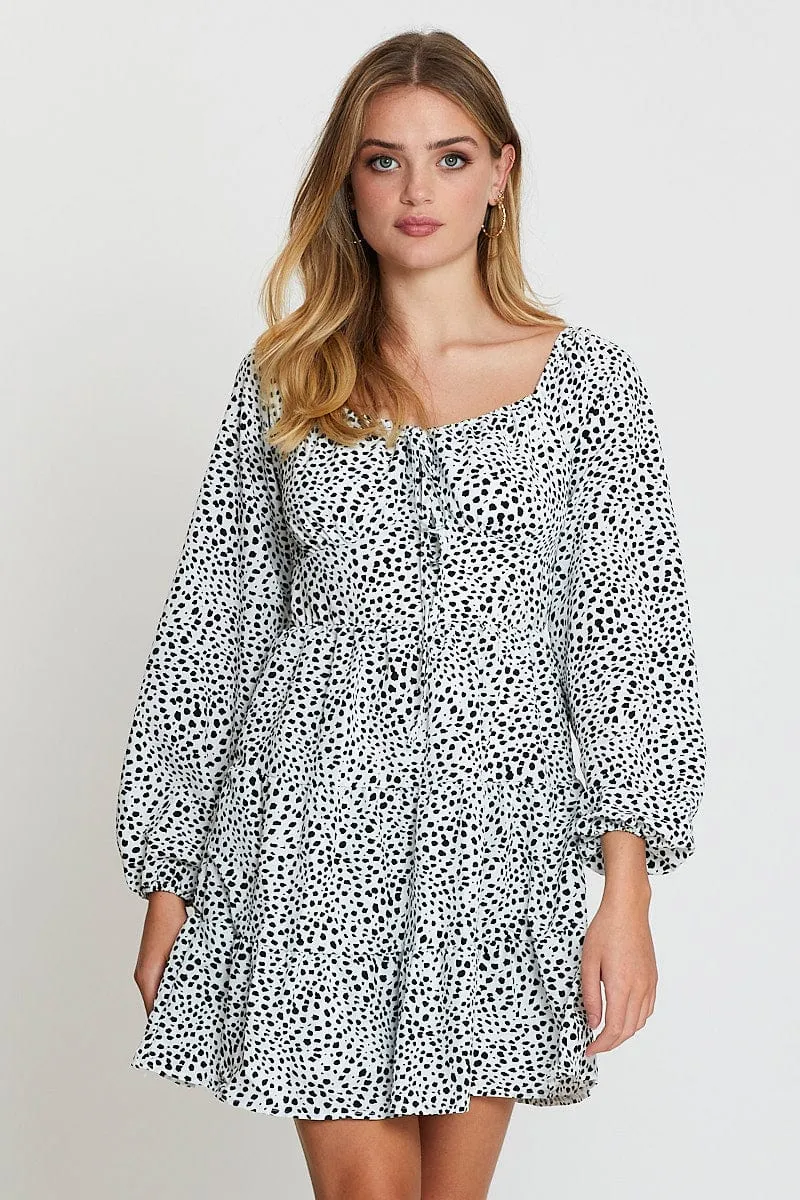 Relaxed-fit day mini Print Mini Dress Short Sleeve