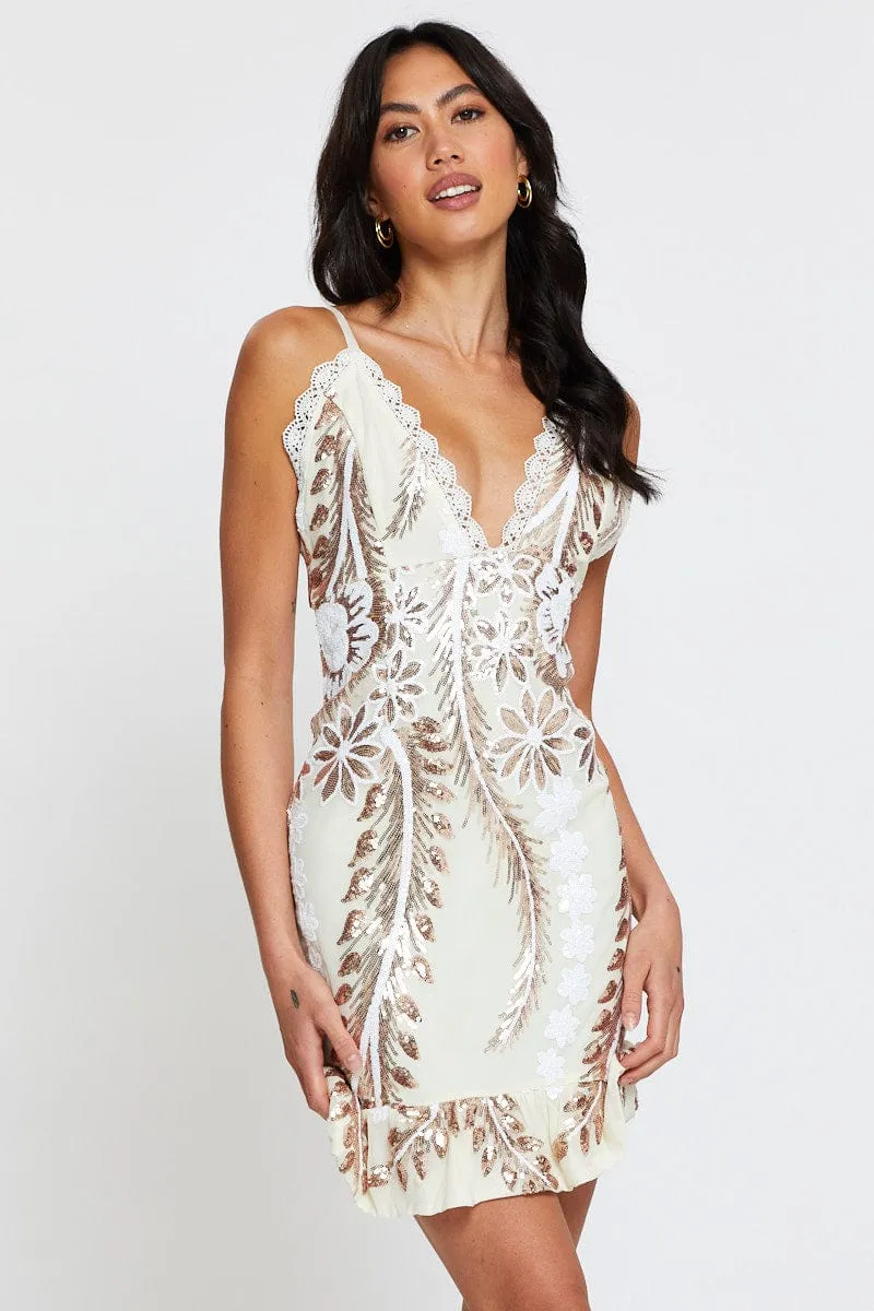 Fun Look Metallic Cocktail Party Dress Mini
