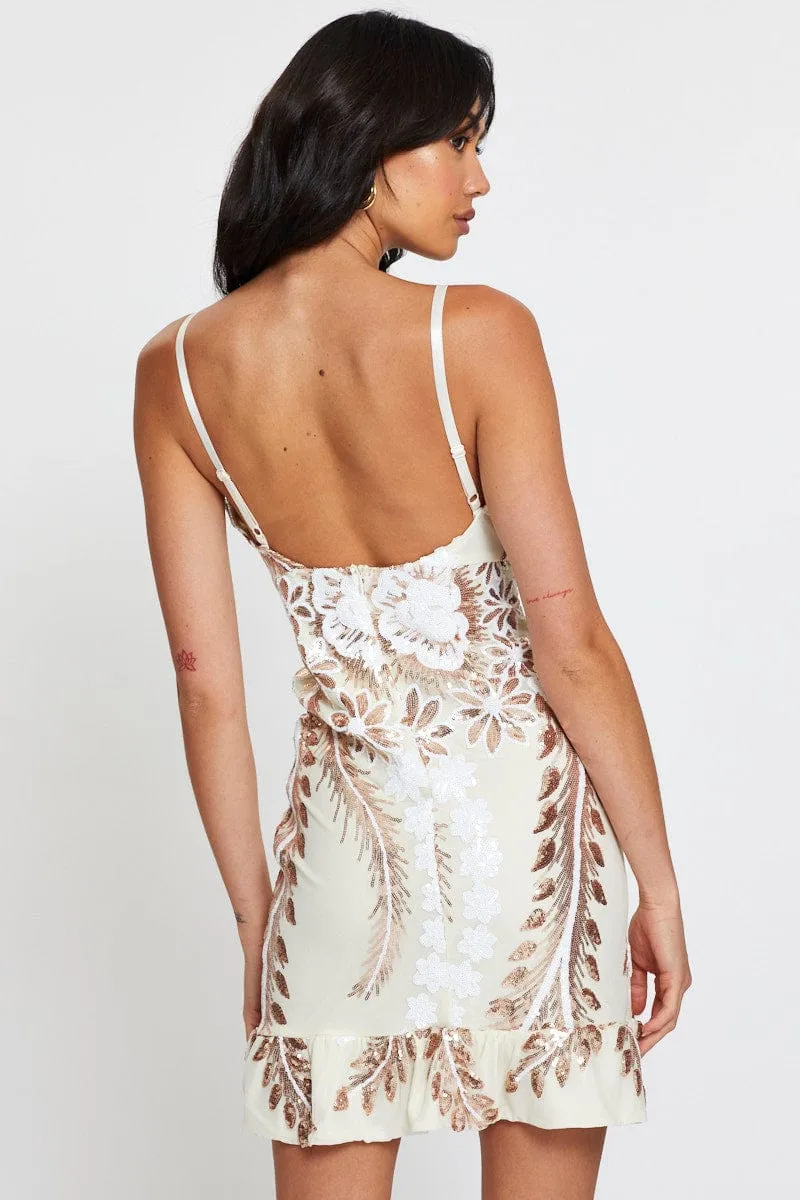 Metallic Cocktail Party Dress Mini Youthful Appeal Light Soft