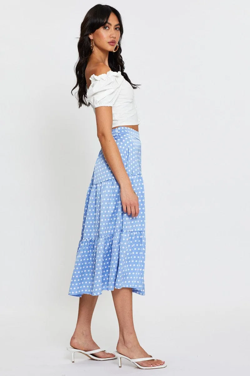Polka Dot Midi Skirt High Rise Chafe Resistant Fresh Vibe